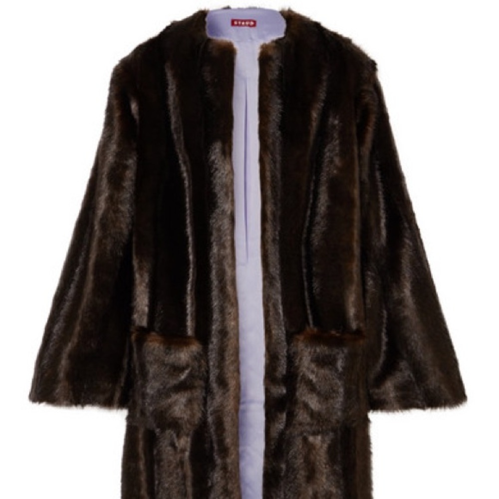Staud Dark-brown faux fur coat